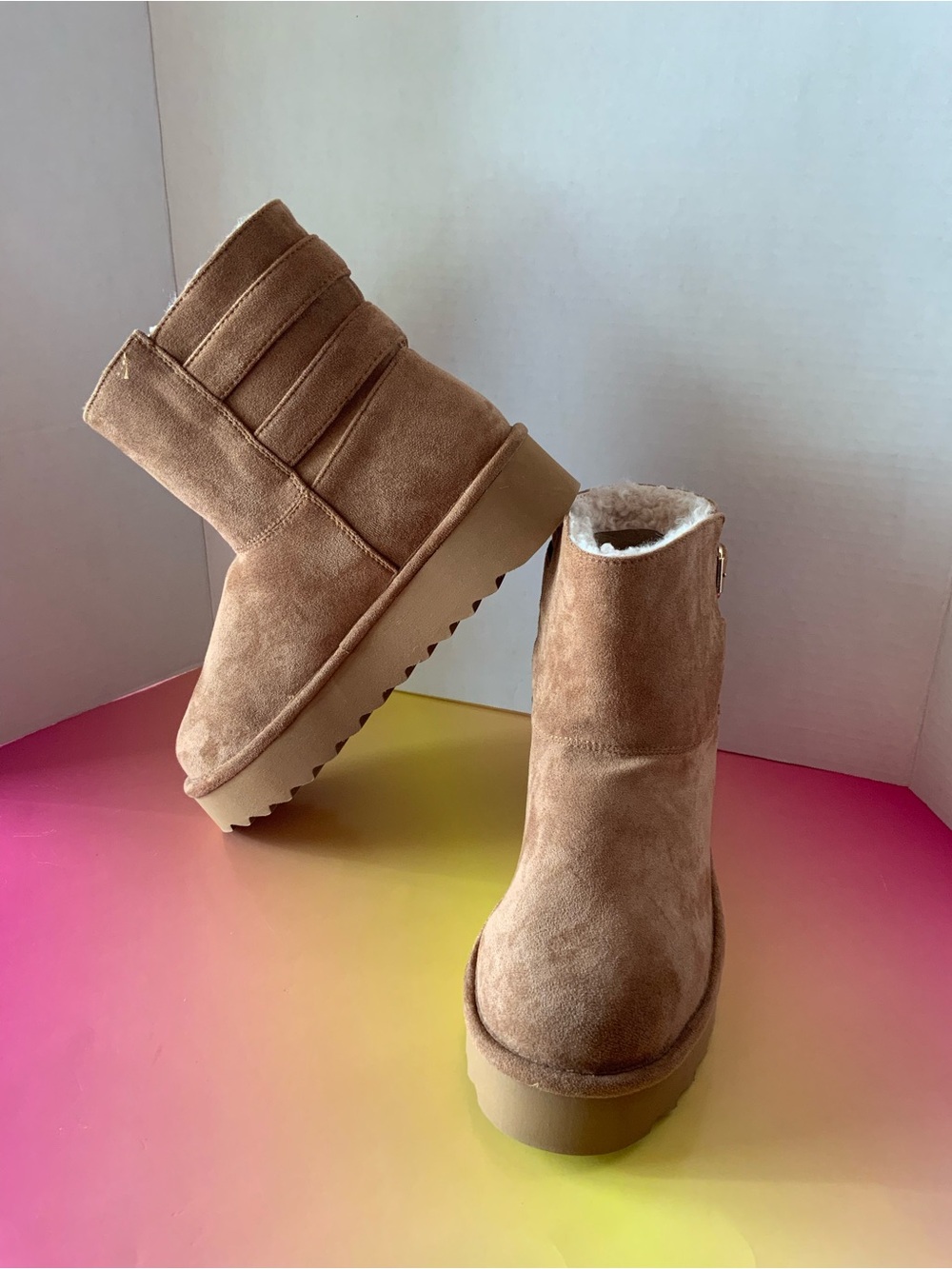 Madden Girl Chestnut Suede Platform Ankle Boots